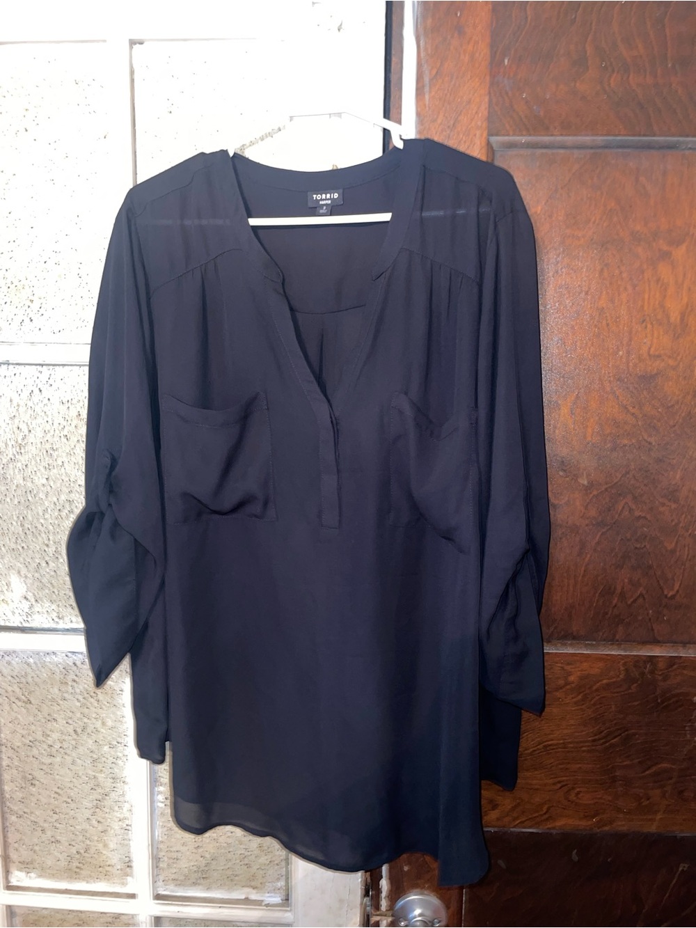 Torrid Black V-Neck Pullover Blouse - Size 3